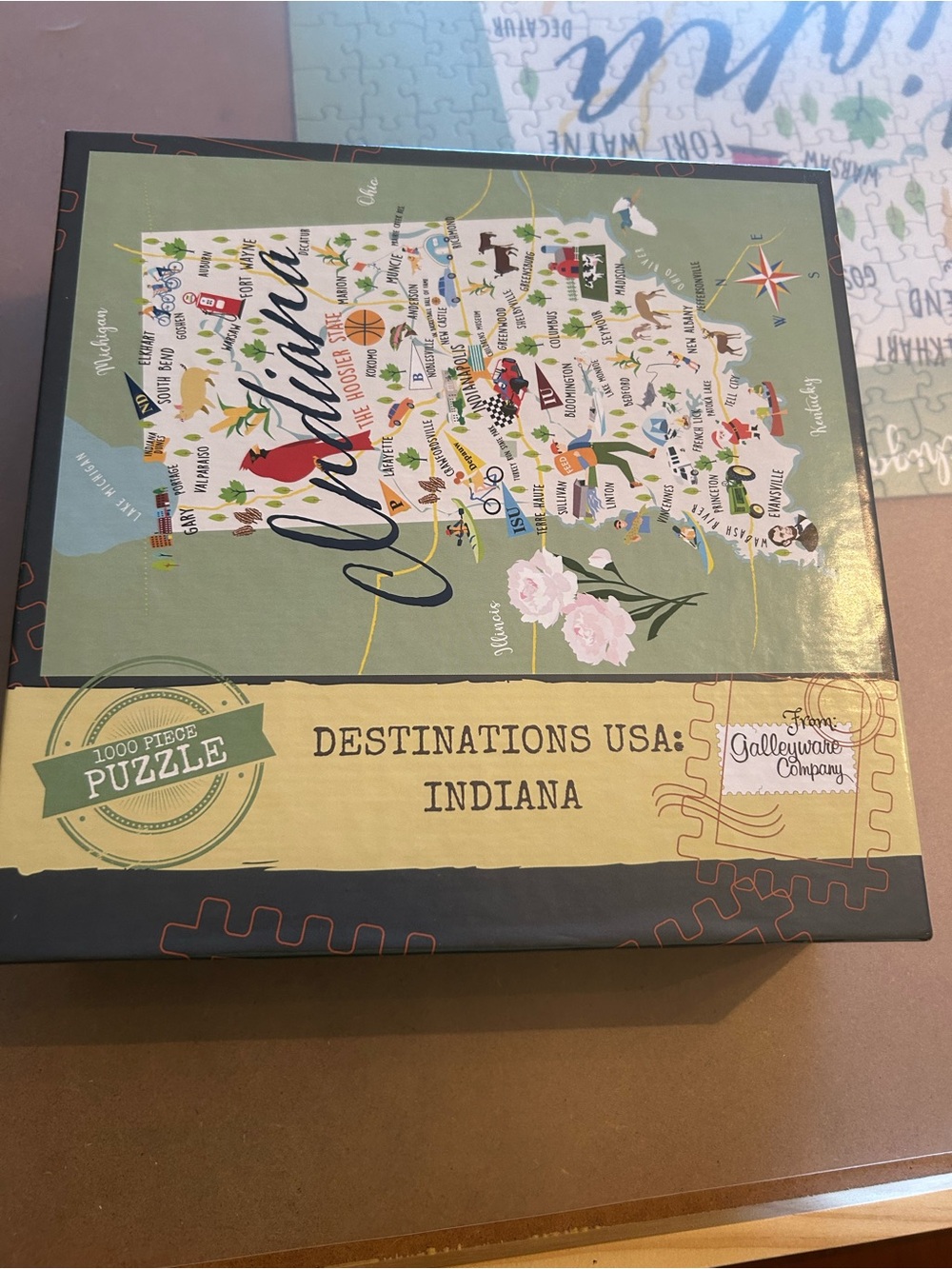 Indiana State Map Jigsaw Puzzle - Green - Picture 5 of 5